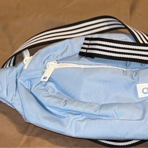 Adidas Light Blue Crossbody Fanny Pack with Striped Strap